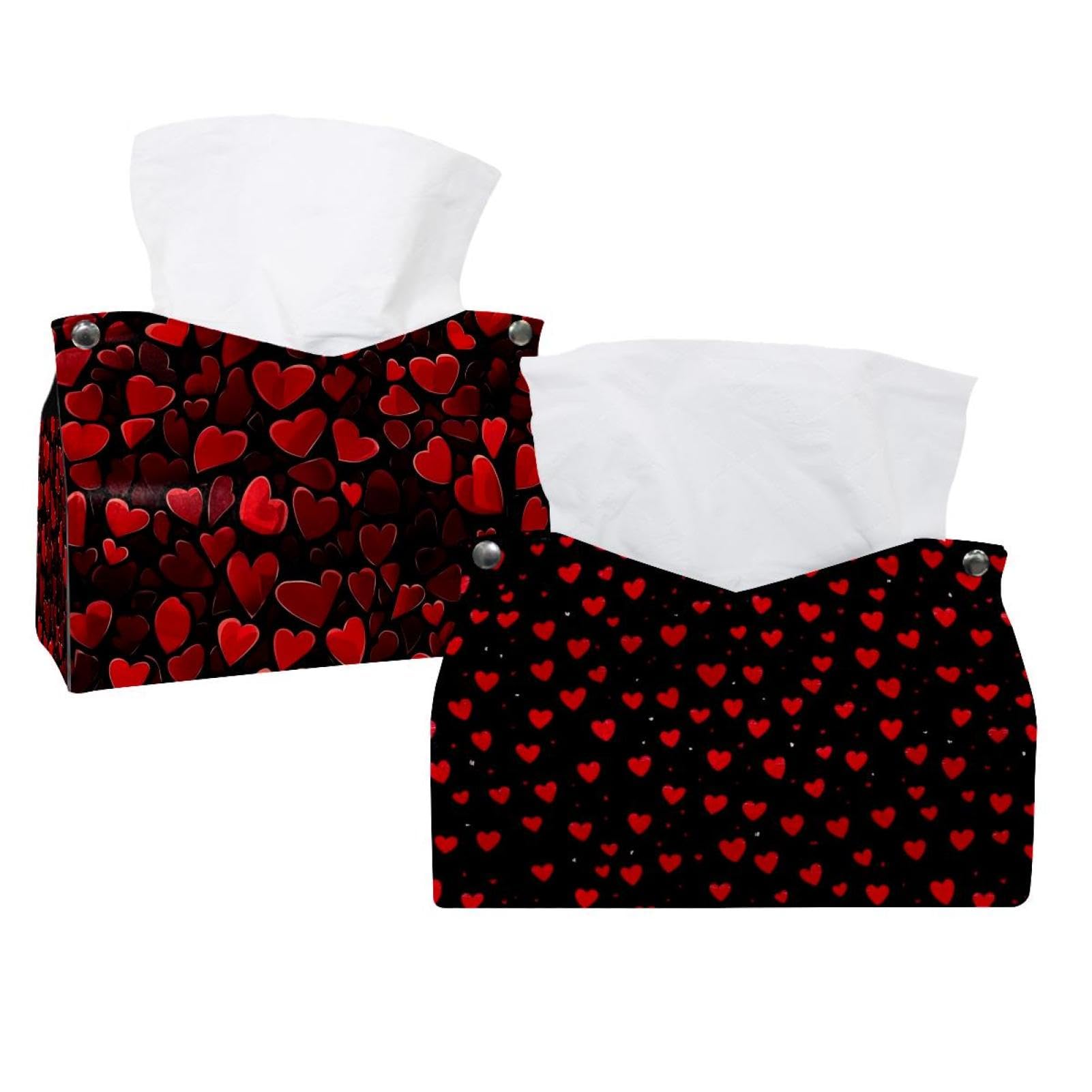 Boîte à mouchoirs cœurs rouges (Lot de 2) distributeur décoratif salon et bureau