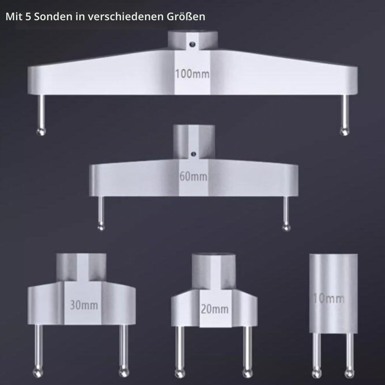 Digitales Radius-Messgerät, elektronisches Radius-Messgerät innen und außen, mit Messbacken von 10 mm/20 mm/30 mm/60 mm/100 mm, hohe Genauigkeit, für mechanische Teile, Holzformen