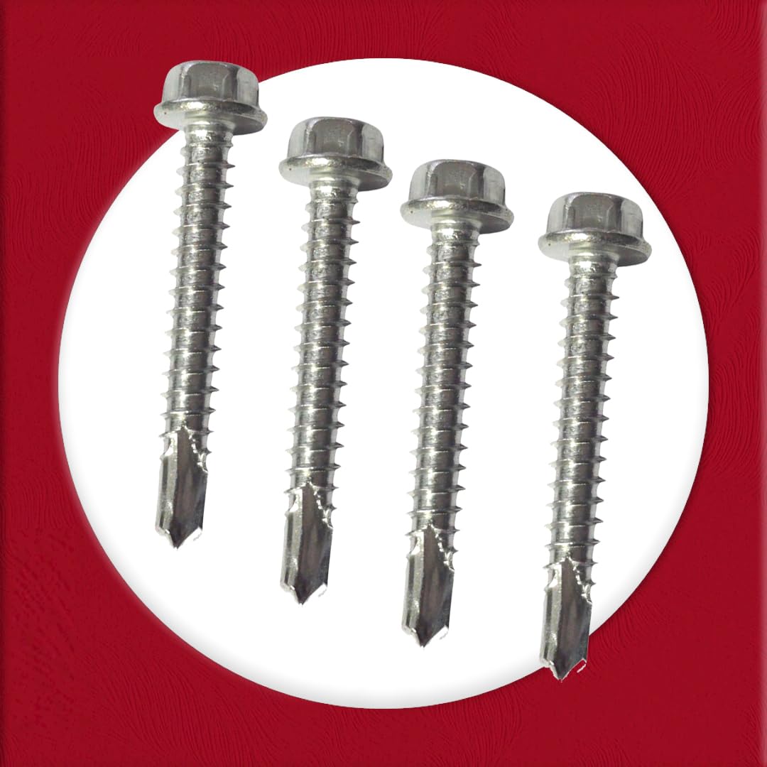 Pack of 50 Self-Drilling Stainless Steel Screws Bolts with Hex Head, Self-Tapping for Corrugated Metal PVC Roof Panels - Image 3