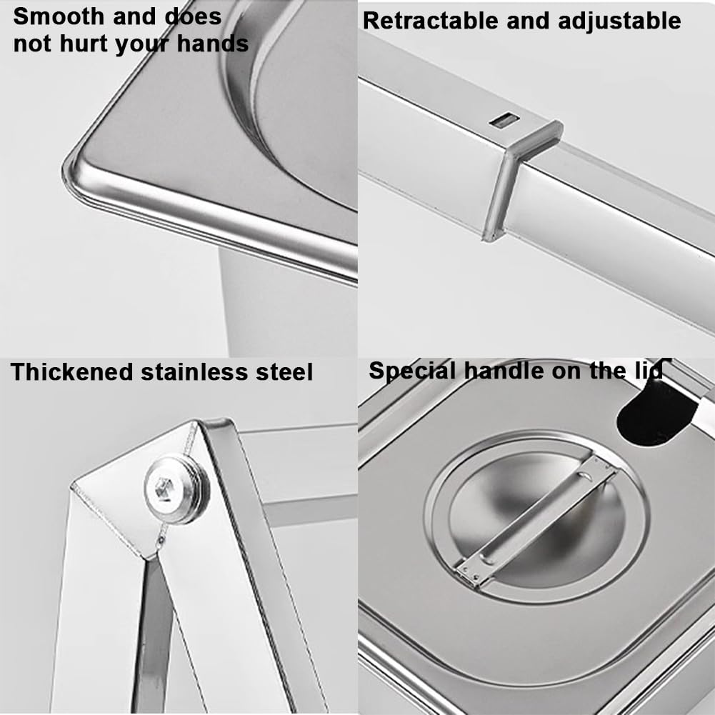 Scaffale commerciale da parete in acciaio inox con coperchio e cucchiaio, set di contenitori dispenser per spezie, stazione dispenser per insalata, scomparto per coperchi da