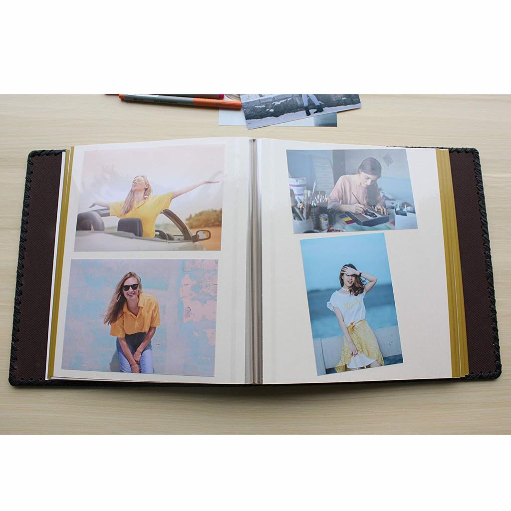 Álbumes de fotos Álbum de fotos de libro de recuerdos hecho a mano DIY, álbumes de fotos de cubierta de cuero, libro de álbum para amantes amigos niños aniversario regalo de boda