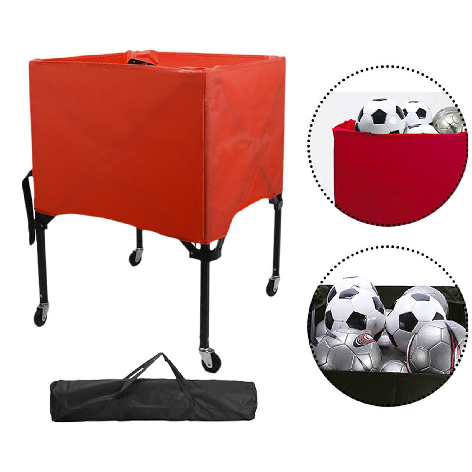 Carrello per palloni Sportivi con Borsa portaoggetti Pratico Supporto per palloni Contenitore per palloni Carrello da pallavolo con Ruote Pieghevole