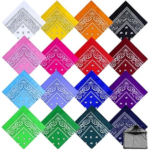 URATOT 16 Pieces Paisley Bandanas Cowboy Bandana Handkerchiefs Paisley Print Head Wrap Scarf, Assorted 16 Colors (Mixed 16 colors A) Cover
