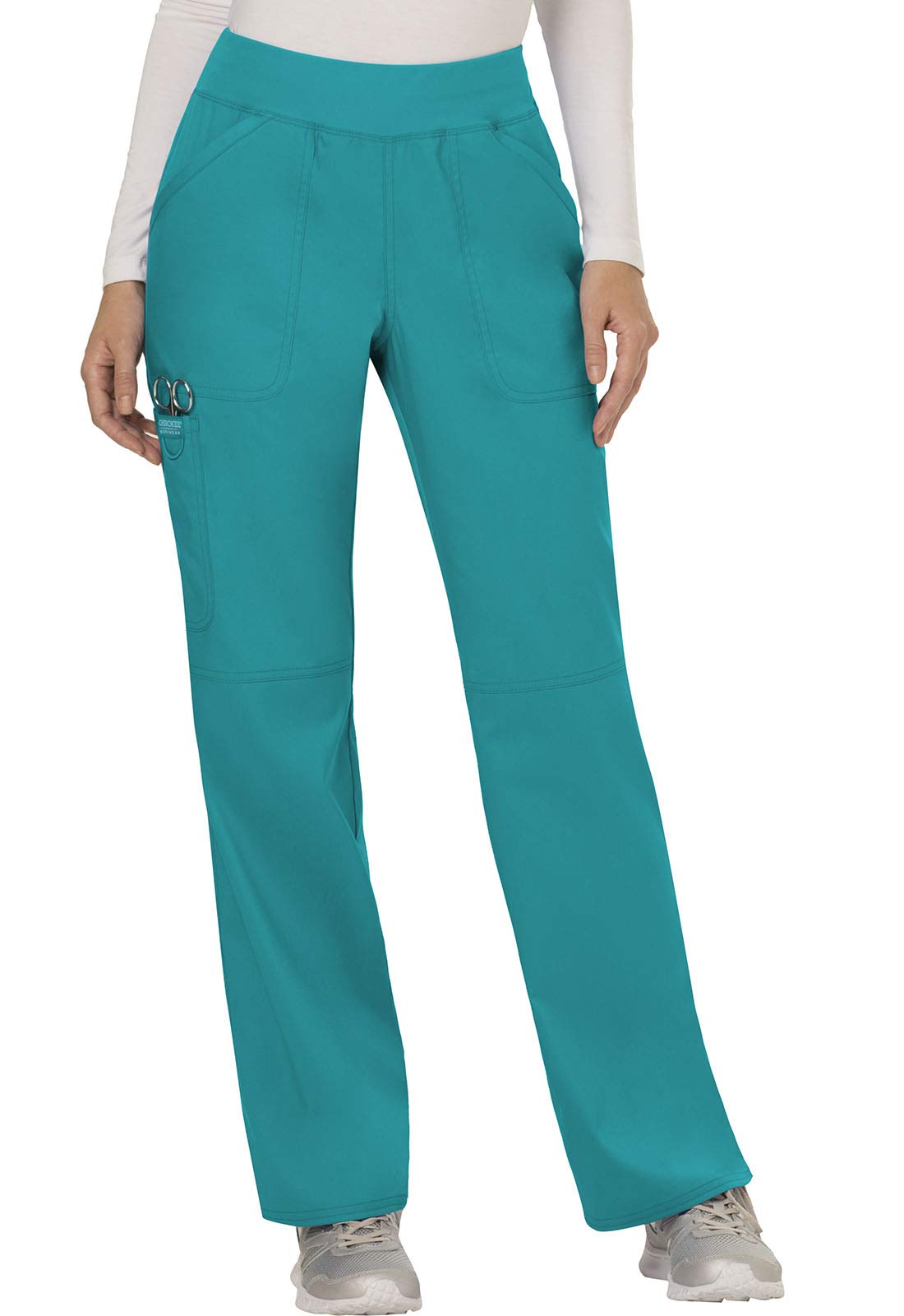 Cherokee WW110 - Conjunto de ropa quirúrgica para mujer, ajuste clásico moderno, parte superior cruzada con pantalón recto y tiro medio, WW110