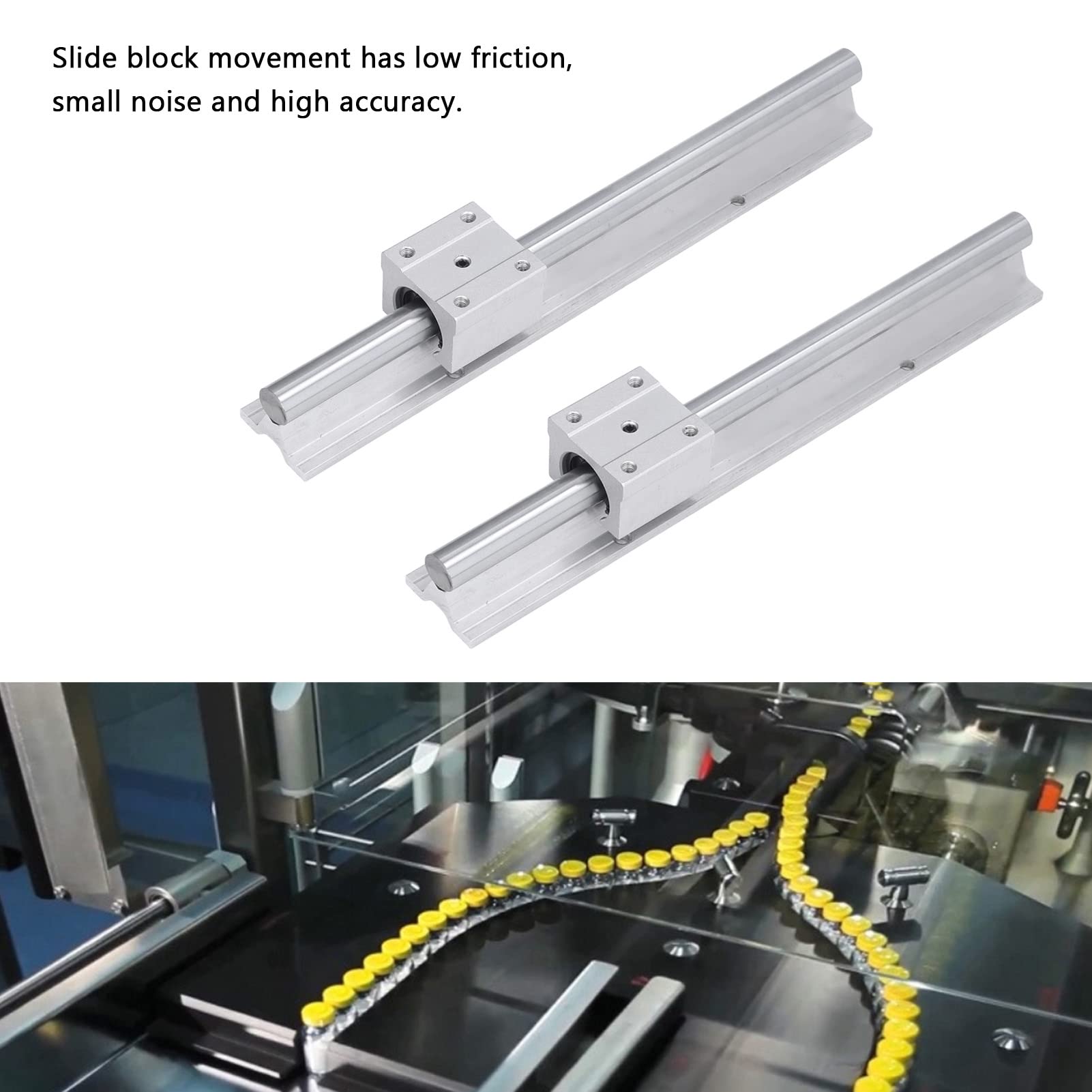 Guía de riel lineal SBR16 Guía de eje de movimiento CNC de alta precisión de 300 mm con bloque deslizante para robots industriales y equipos de limpieza Material de acero 2 piezas
