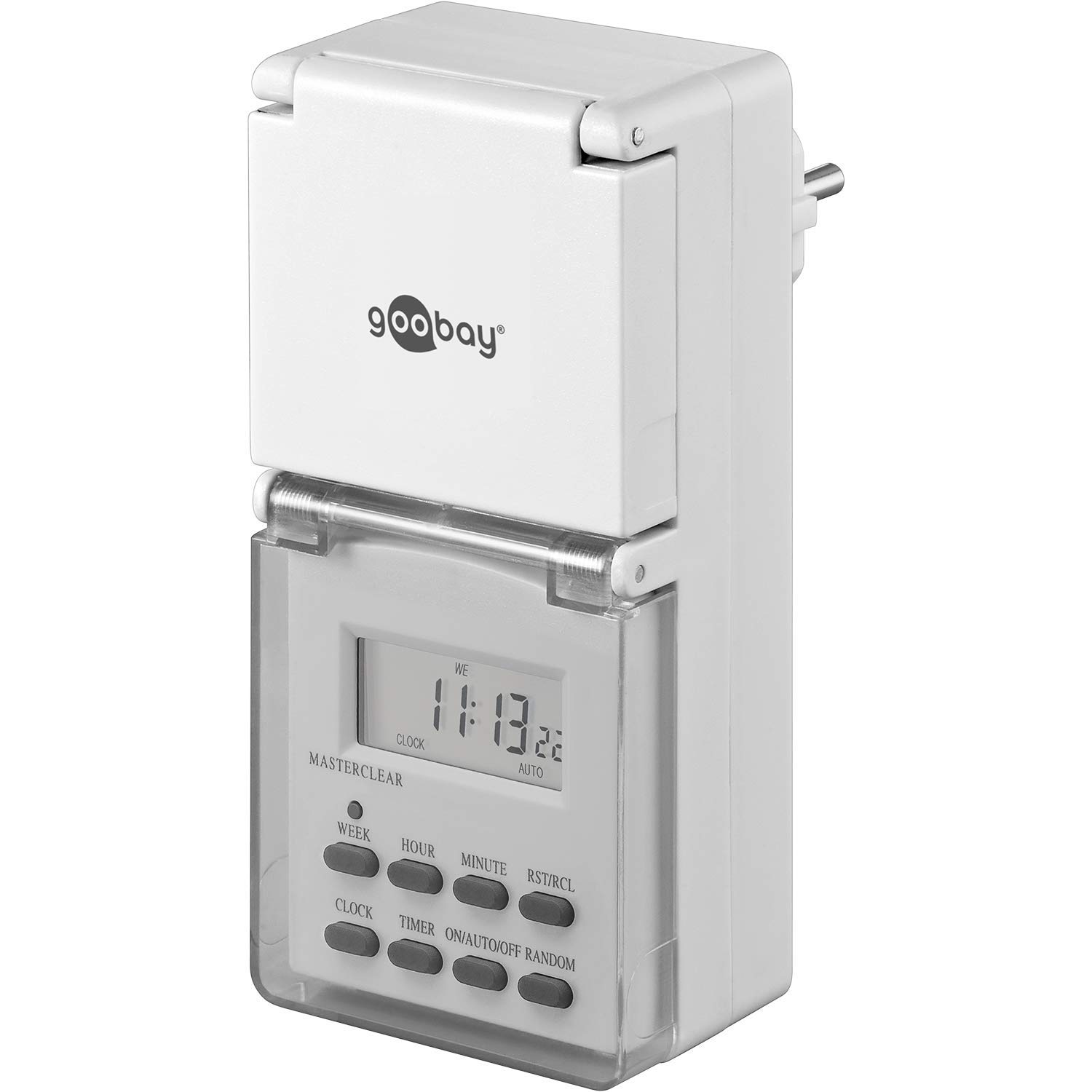 Goobay 51301 timer cyfrowy IP44, biały, wtyczka niemiecka