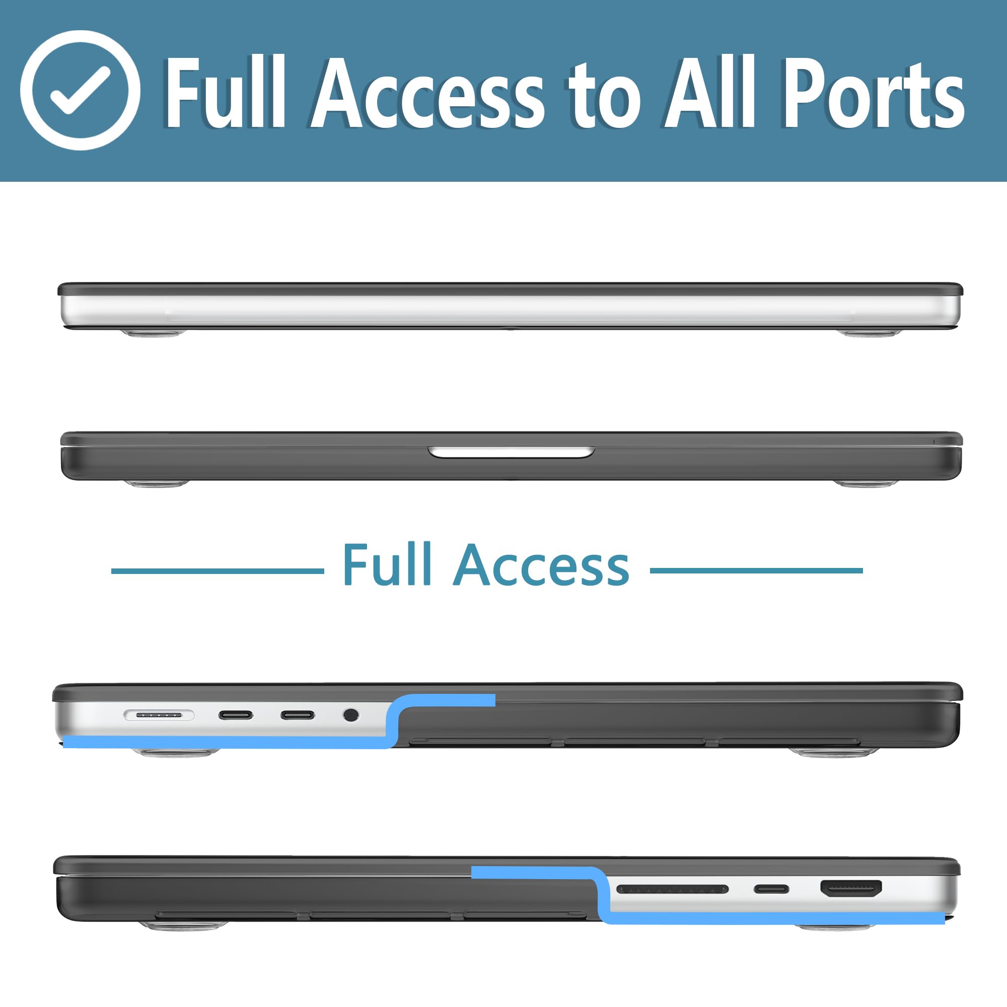 NPUOLS Custodia Protettiva per 2024-2021 MacBook Pro 16 Pollici Cover M4 M3 M2 M1 Pro Max A3403 A3186 A2991 A2780 A2485, 16,2" Opaco Rigide Protection Cover e Sottile TPU UE Tastiera Cover, Nero