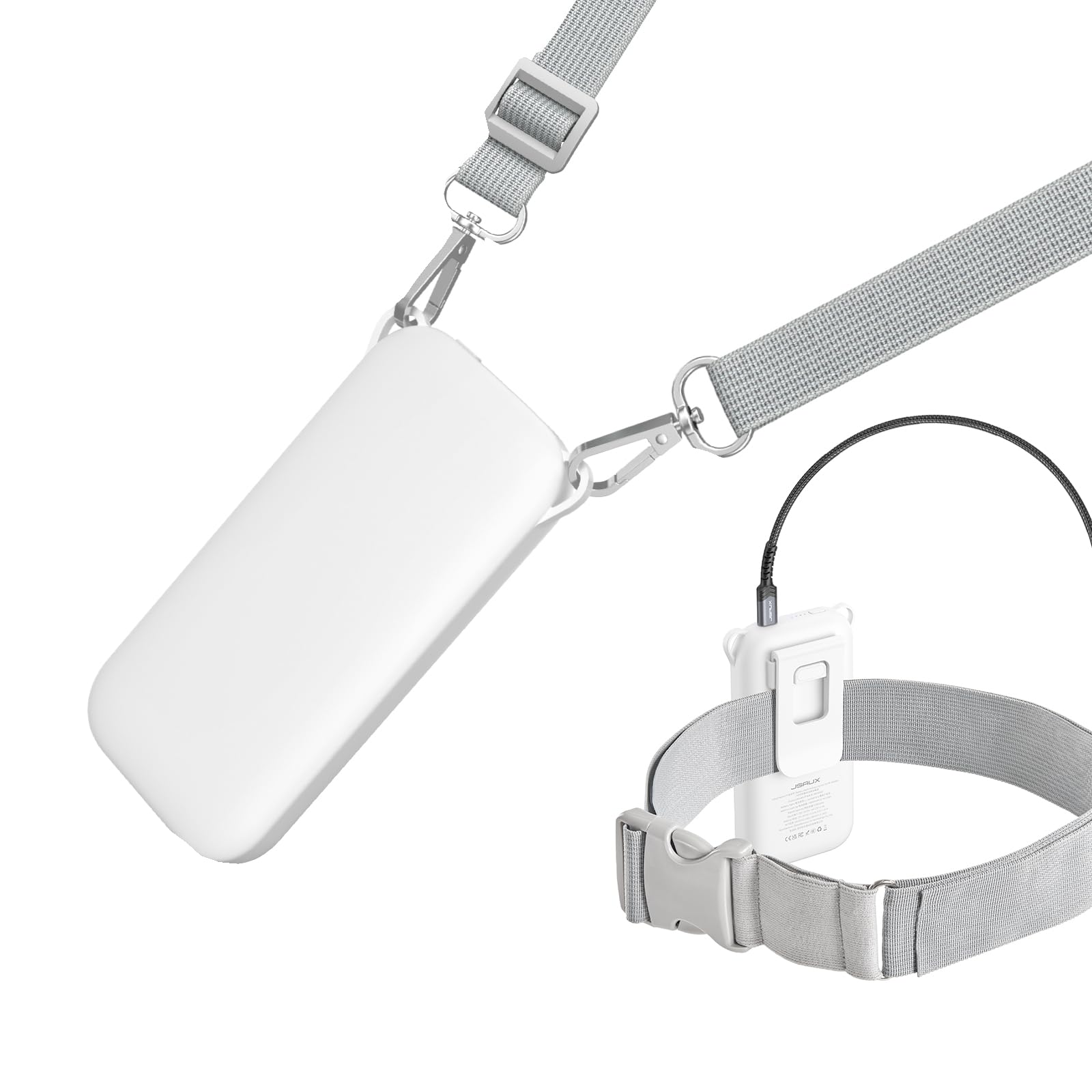 JSAUX 10000mAh Powerbank für Meta Quest 3S/3/2,Galaxy XR, Tragbares Akku Pack mit Schnellladung, Gürtelclip & Lanyard Wiederaufladbares Zubehör Kompatibel mit Oculus Quest 3S/3/2, PS VR2, Pico 4