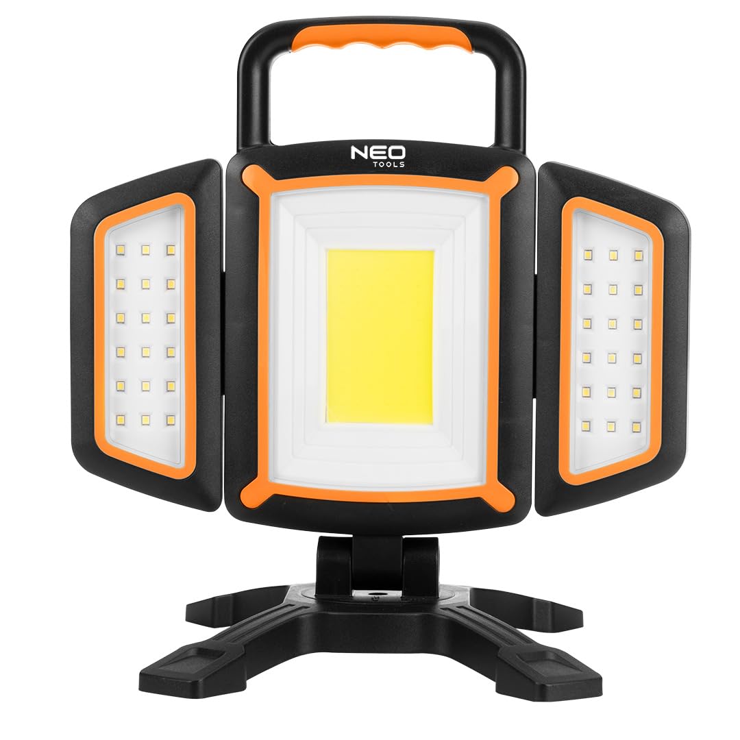 NEO TOOLS LED Strahler Akku, 2000lm Super Hell Baustrahler mit Magnet | 4 Lichtmodi und Powerbank, Drehbare Tragbare Arbeitsleuchte, Für Garage, Werkstatt