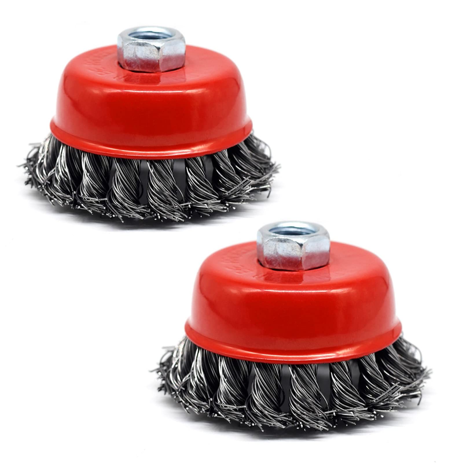 Cup Wire Brush, Heavy Duty Polishing, For Grinder, Red, Pack Of 5