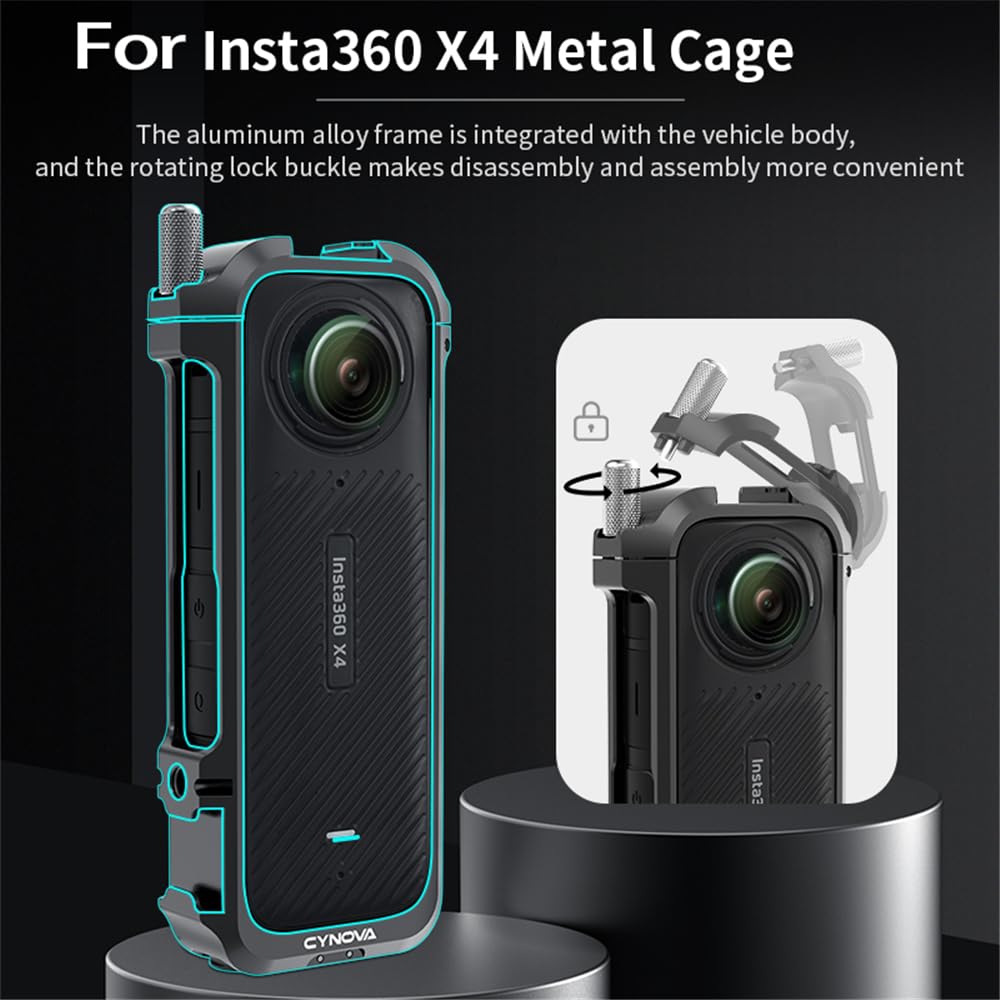 NQEUEPN Set Custodia Protettiva Per Insta360 X4, Copertura Telaio Fotocamera Metallo Custodia Lenti Silicone Copriobiettivo Morbido Accessori Protezione Per Fotocamera, Protezione Efficace E Aderente