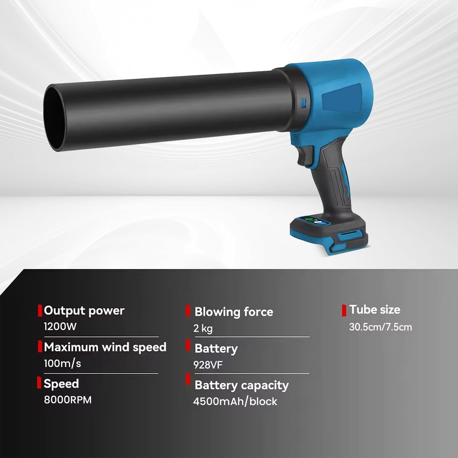 Turbina de soplador de hojas con batería para Makita 18 V, 100 M/S 8000 RMP Mini aire comprimido con boquilla extendida, soplador de batería sin escobillas, Turbo Jet Blower para césped, terraza