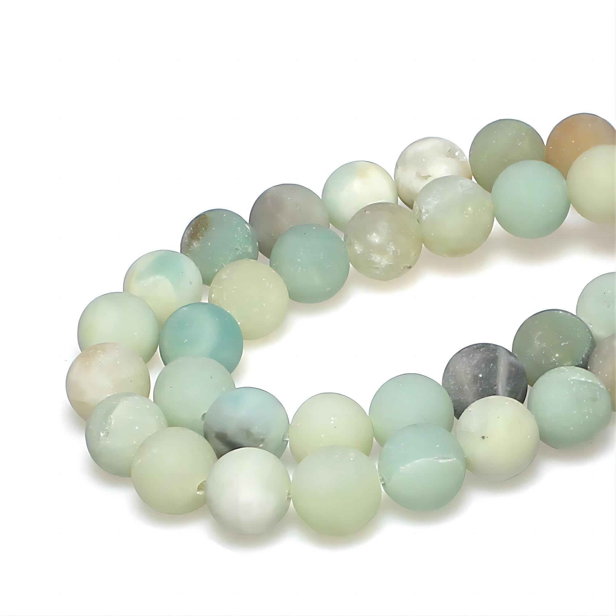 MJDCB Natural Round Stone Beads 8mm Frosted Amazonite Loose Gemstone Beads for Jewelry Making Bracelet Necklace 43pcs - Image 3