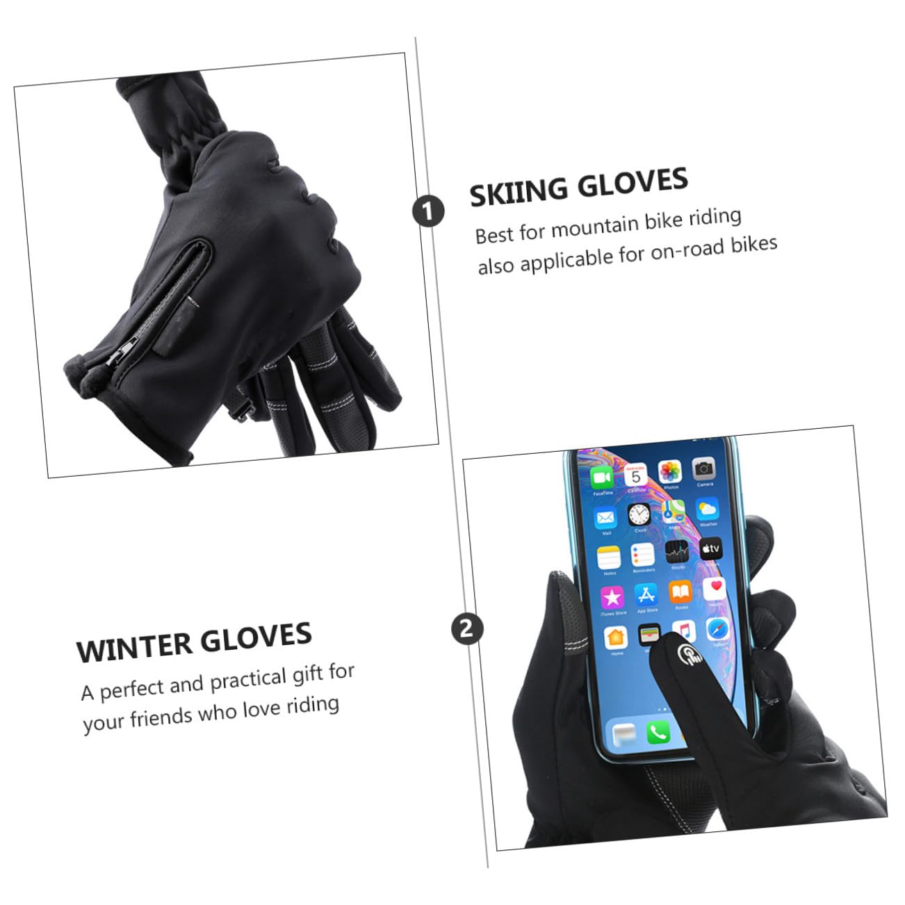 GALPADA 1 Paar Herren Radfahren Touch Handschuh Winter Handschuhe Wetter Frauen Arbeiten Kalt Wandern für Training Reiten Atmungsaktiv Warm Bildschirm Laufen Winddicht Angeln Fahren