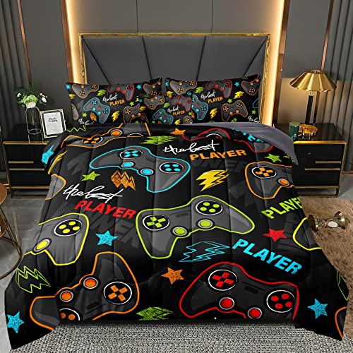 Bducok 6 Pieces Gamer Comforter Set For Boys Gaming Bedding Set Queen Size,Video Game Controller Comforter For Boys Kids Adult 3D Gamepad Microfiber Bedding Sets 6 Pieces Bed In A Bag Sets3011,Queen #TOP1