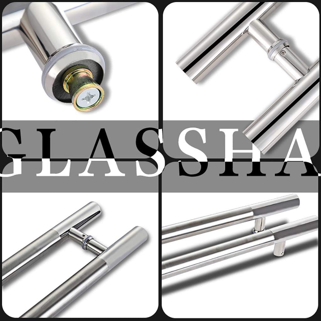 Commercial Brushed Stainless Steel Door Handle, Round Tube Push-Pull Design for Office Glass Doors, Available in 8 Sizes (1200x800x38mm)