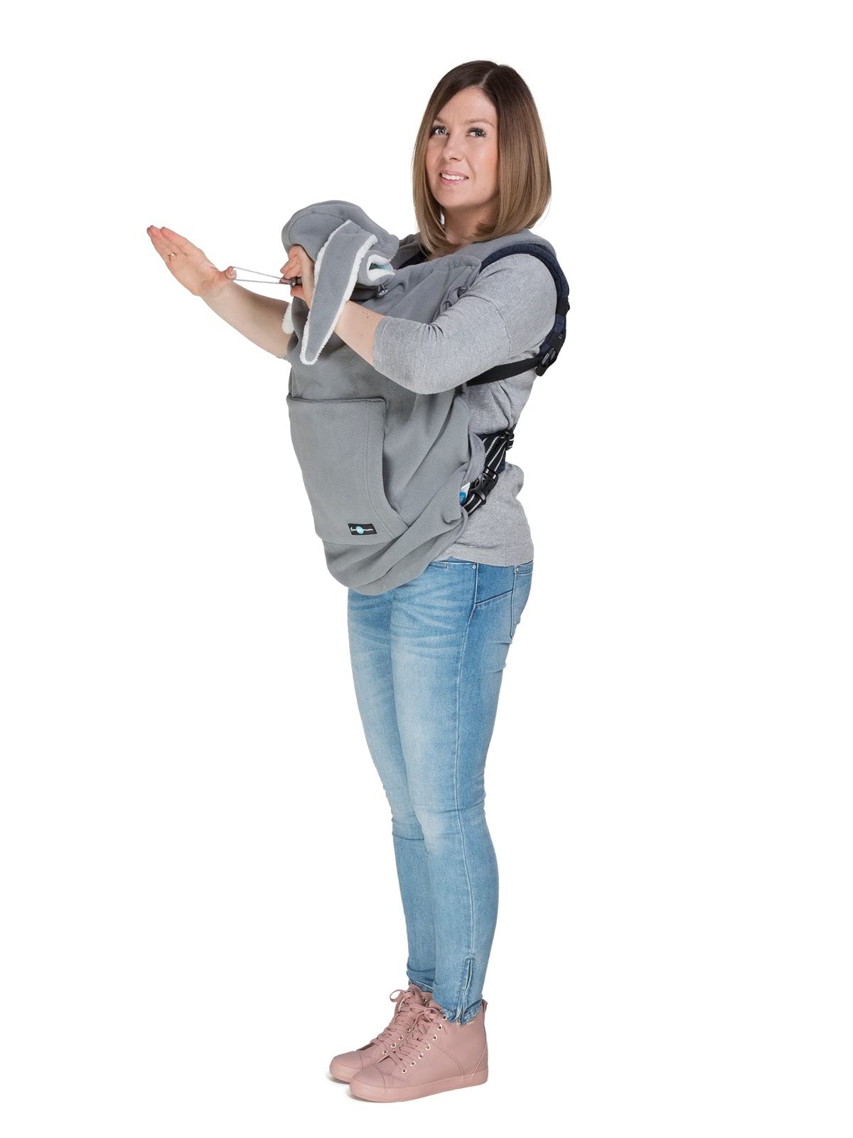 Fleece BABY Tragecover Tragebadeckung BUNNY GRAU