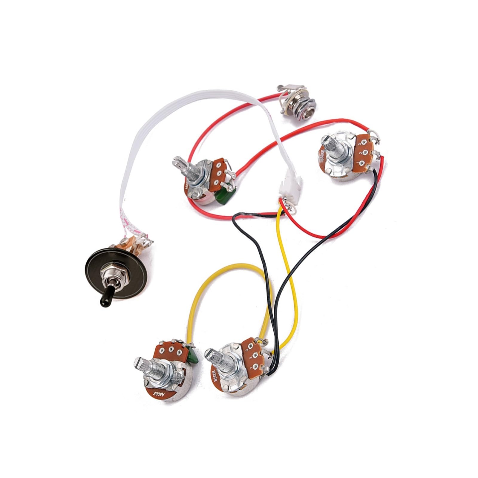 Potenciómetro 2V2T Varilla Larga Bk Pad Cap Arnés De Cableado Accesorios Para Instrumentos Musicales | Arnés de guitarra