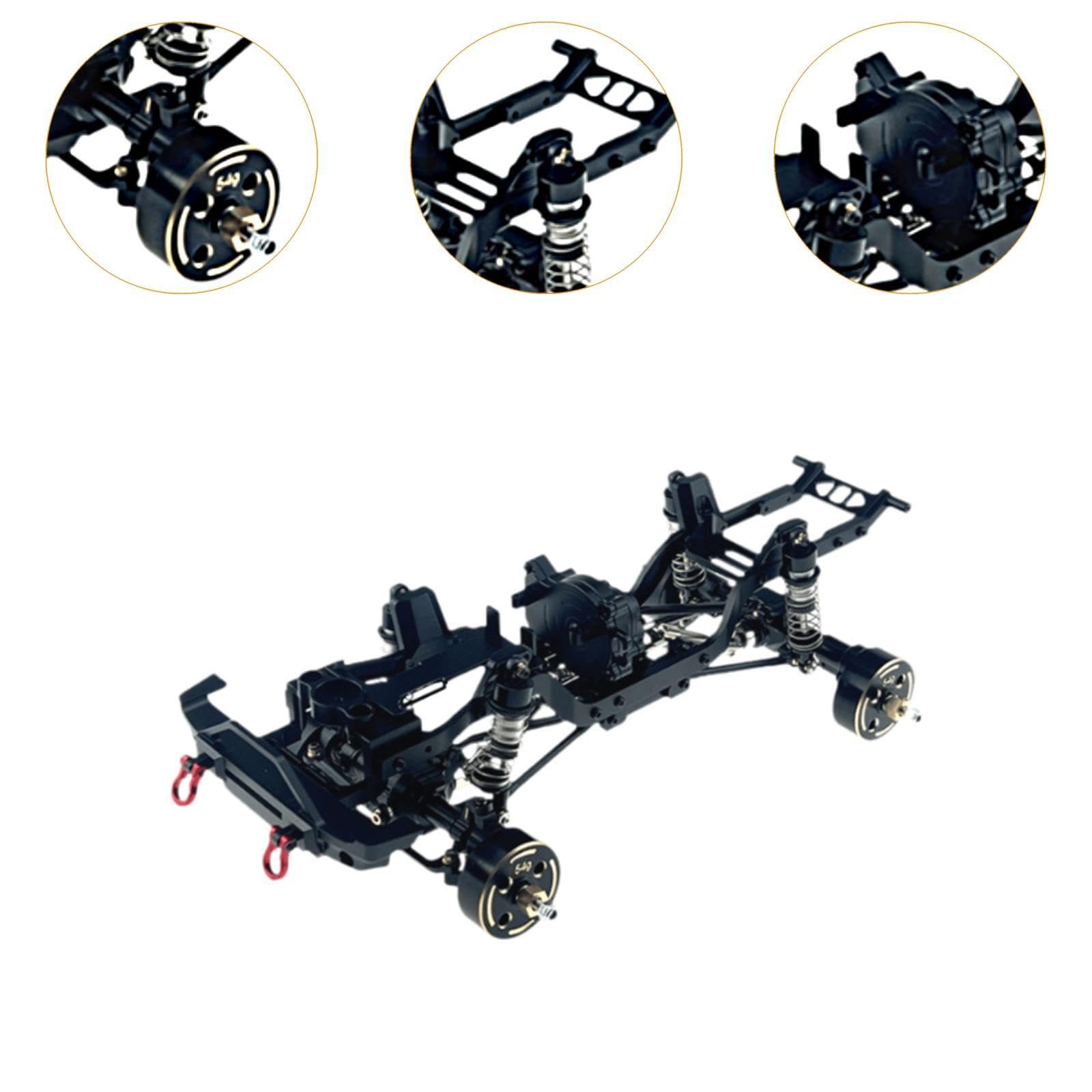 Chasis Metálico para Coche RC 1 18 Bastidor Marco Estructura Aluminio 6061 y Resistente a Impactos con Mecanizado Preciso y Mantenimiento, Negro