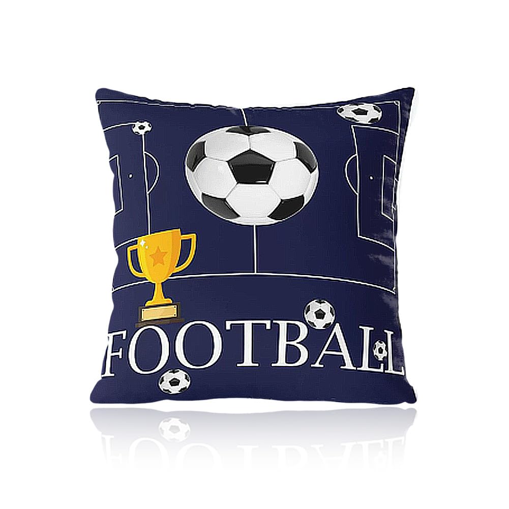 Football Cushion Cover for Sofa Sports Themed Pillow Case for Couch 45x45cm Linen Zipped Throw Pillow Cover Sport Party Cushion Case Decoration