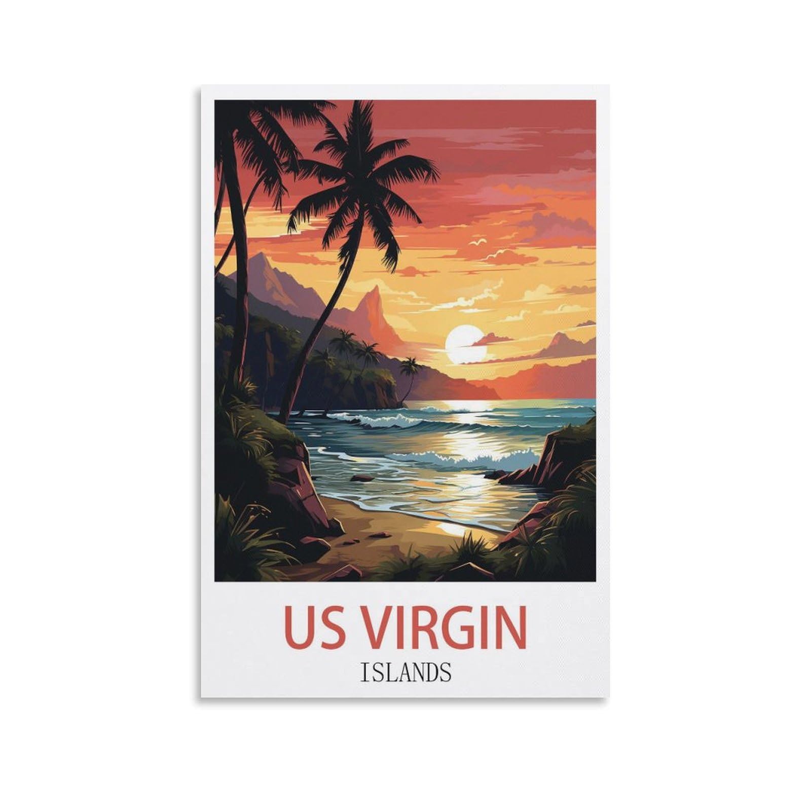 Epxznm D072 Vintage Metal Tin Sign Virgin Islands Sunset Tin Signs Painting Cafe Opera House Art Wall Decoration Plaque 15X30cm