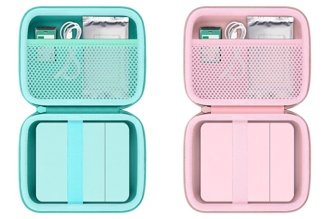 Khanka Custodia per mini stampante Nelko PP01 - Verde menta + Rosa