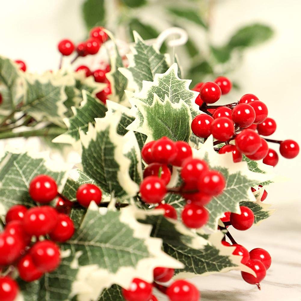 Ghirlanda Natalizia Porta D'Ingresso Con Bacche Rosse E Fiocco - Decorazione Festiva Per Casa, Natale E Matrimoni - Foto 4