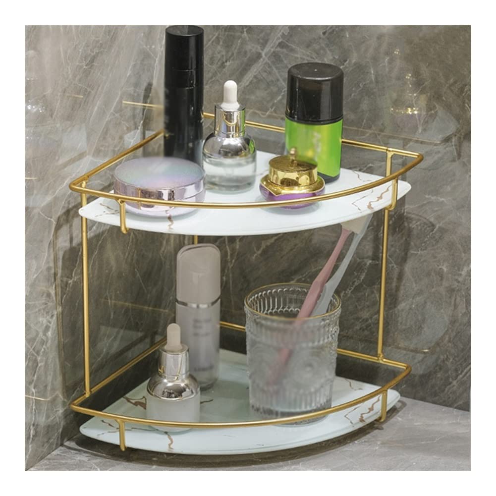 Corner Shower Caddy Nordic Metal Rack Glass Storage Tray Bathroom Accessories Double Layer Wash Supplies Triangle Shelf Home