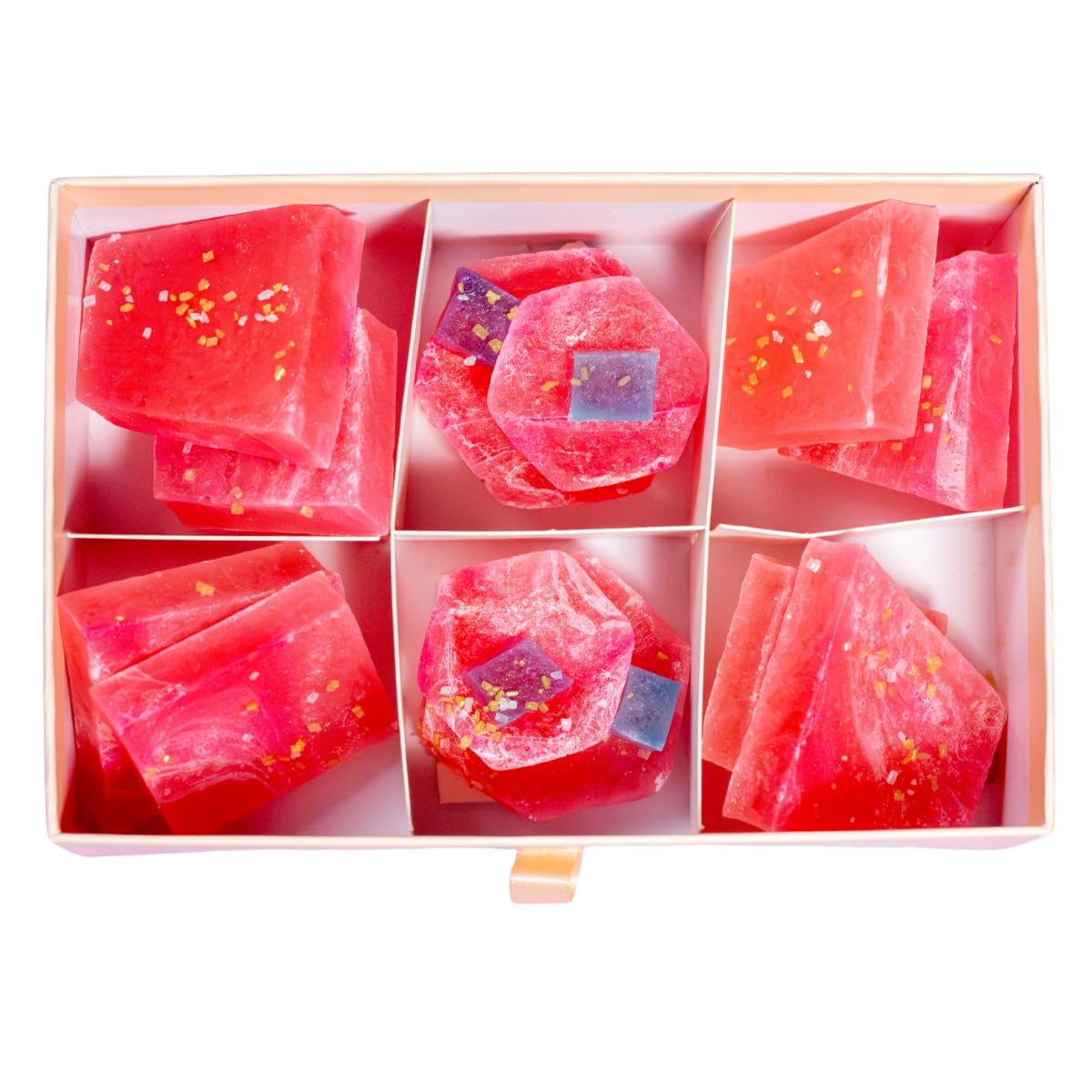 Edible Watermelon Citrus Pink Calcite Crystal Candy, 8-10 pieces, Kohakutou, Edible Gem, Vegan, Gluten Free, Christmas candy ASMR