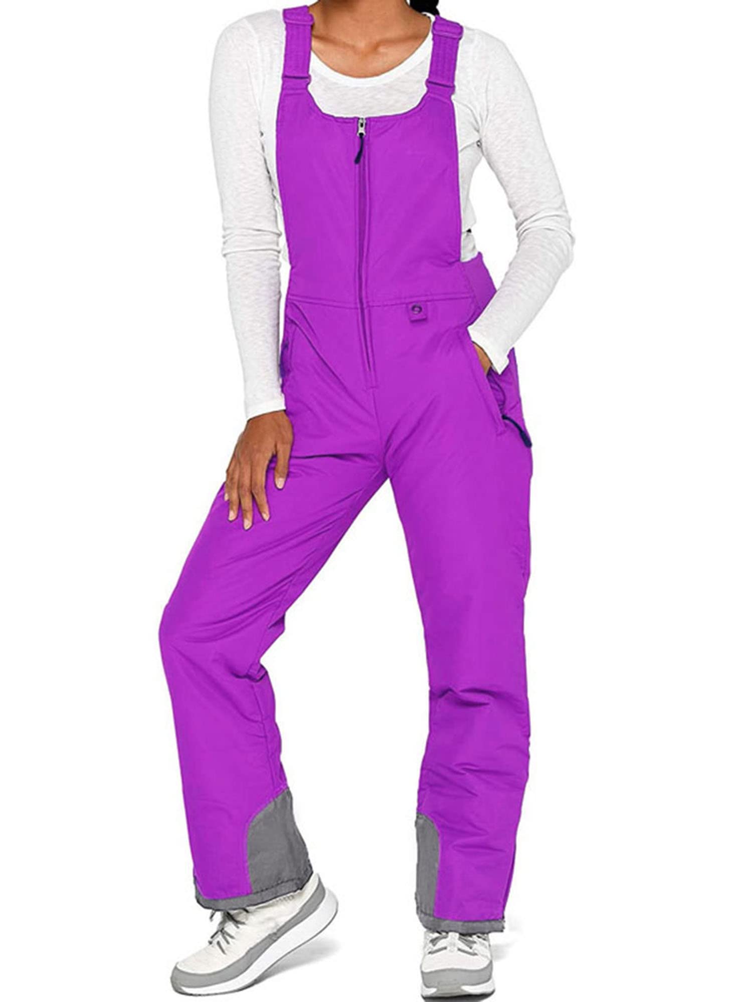 Achlibe Combinaison de ski sans manches avec bretelles réglables pour femme - Pantalon de snowboard imperméable pour l'extérieur