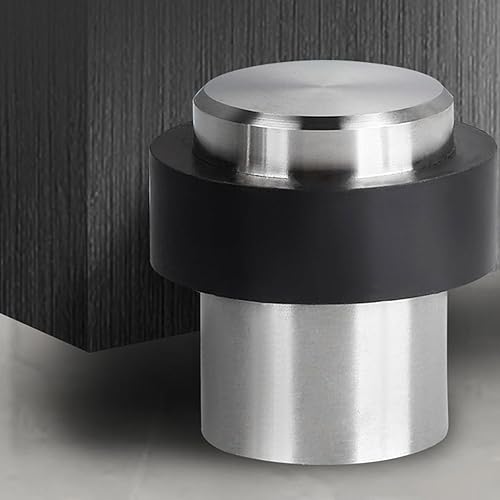 Miniatura 6 de 4 topes cilíndricos de puerta de piso de 1.81 x 1.25 pulgadas con parachoques de goma resistente y duradero, tope de puerta de montaje en el suelo