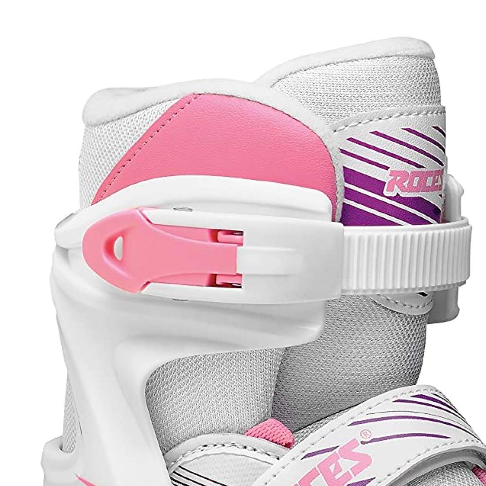 Roces Quaddy Girl Patins à Roulettes pour Fille, Taille Réglable, Enfant Quad Roller Skates, Blanc Rose