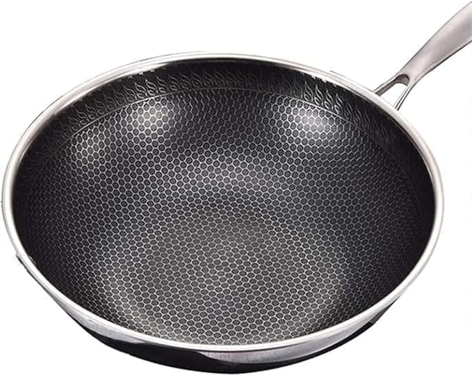 32CM Stainless Steel Honeycomb Frying Pan with Ceramic Coating, Induction Compatible Triply Fry Pan, Non-Toxic Omelette & Stir Fry Pan, Metal Utensil Safe, Dishwasher & Oven Safe Cookware