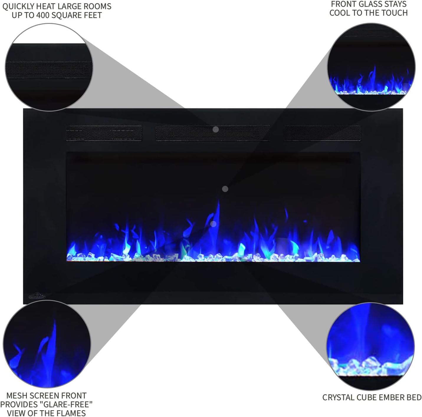 The multi-function remote control for the Napoleon Allure electric fireplace.