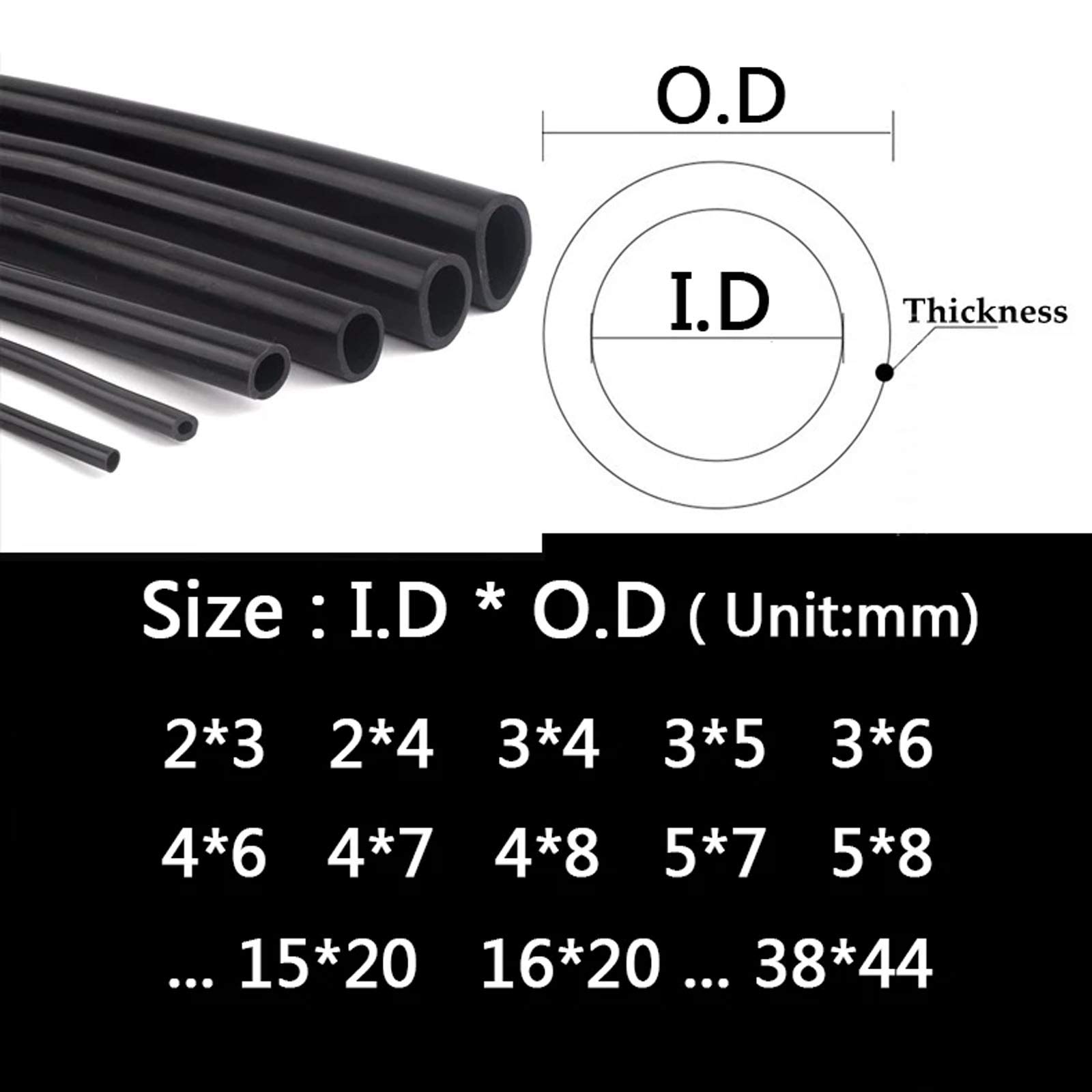 Tubo de silicona negro, tubo de agua de manguera for transferencia de bomba, opción múltiple 1 pieza(Length 1m 20 * 26mm)