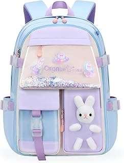 شنطة ظهر مدرسية كريفريك بتصميم أرنب لطيف للبنات، شنطة مدرسية جمالية بسعة كبيرة، شنط كتب كاواي مقاومة للماء للصفوف 1-6 من ينبورت