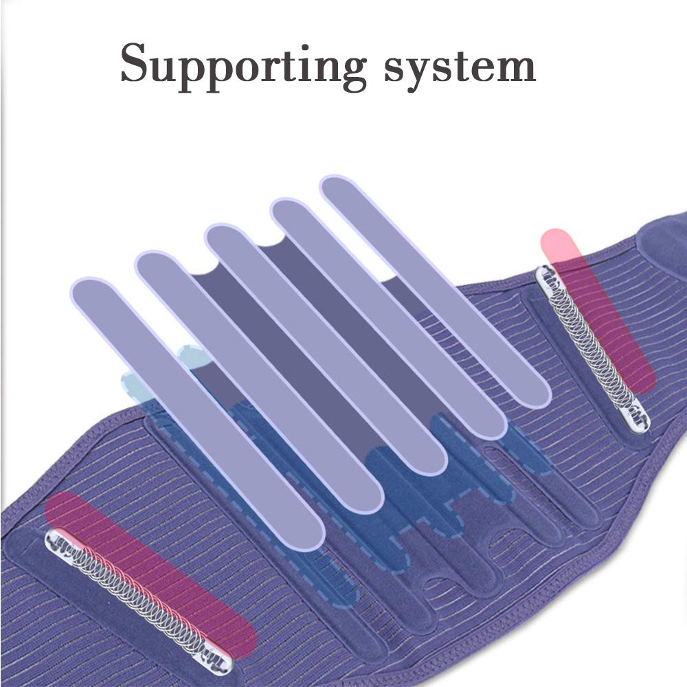 Fascia Lombare Supporto Schiena, Fascia Lombare per Mal di Schiena, Cintura Lombare con Molle di Rinforzo e Doppie Cinghie Regolabili, Fascia Schiena per Uomo e Donna,L