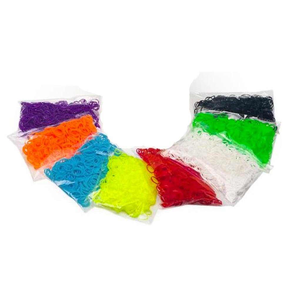 DEAL Loom Bandz -1800 pc Rubber Band Refill Count With 192 s clips Rainbow Colors - 300 each of pink, yellow, green, blue, purple, turquoise. Colours may vary.