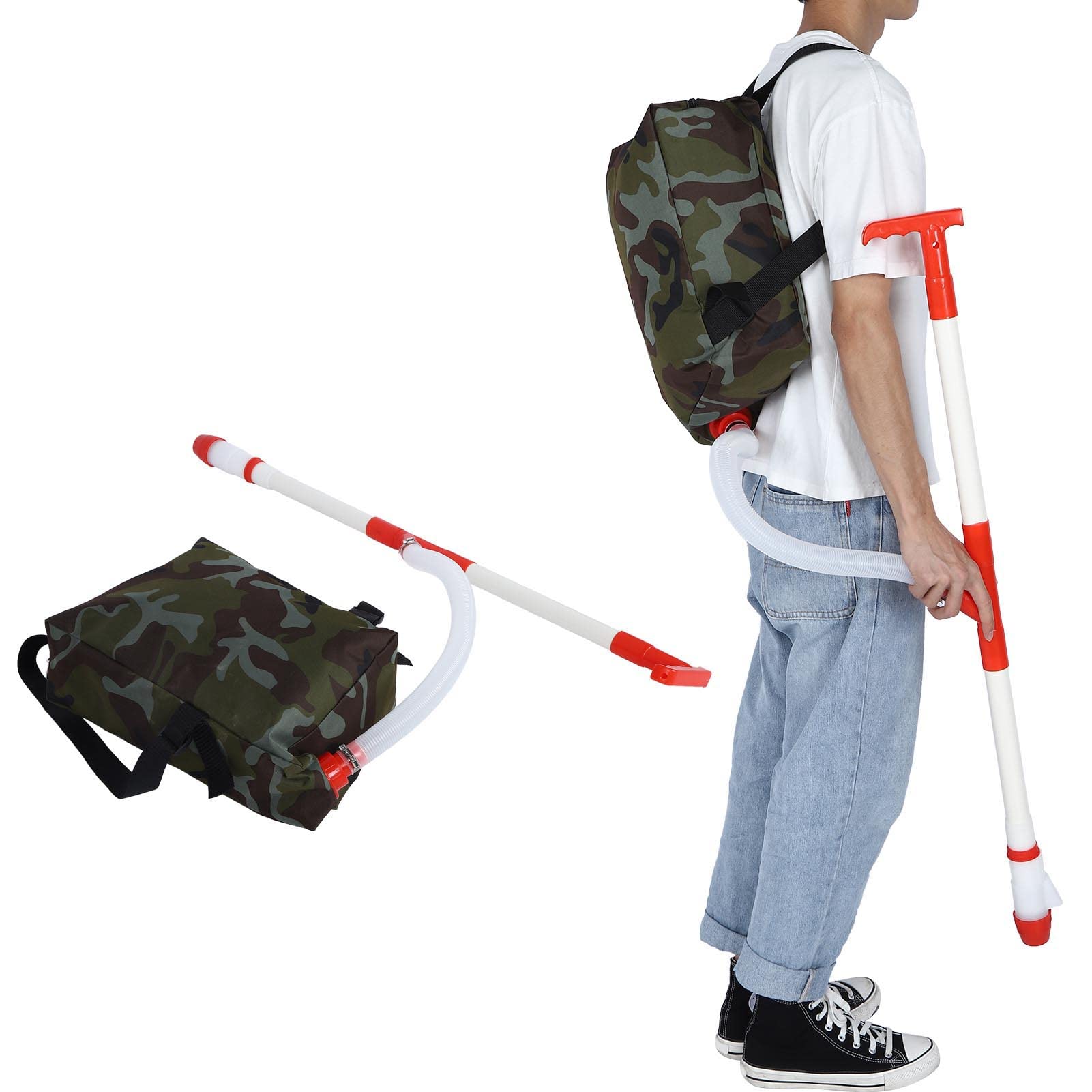 Spandiconcime manuale con manopola regolabile, strumento di fertilizzazione agricola, design ergonomico con manico con borsa mimetica per mais, verdure, canna da zucchero, alberi da frutto