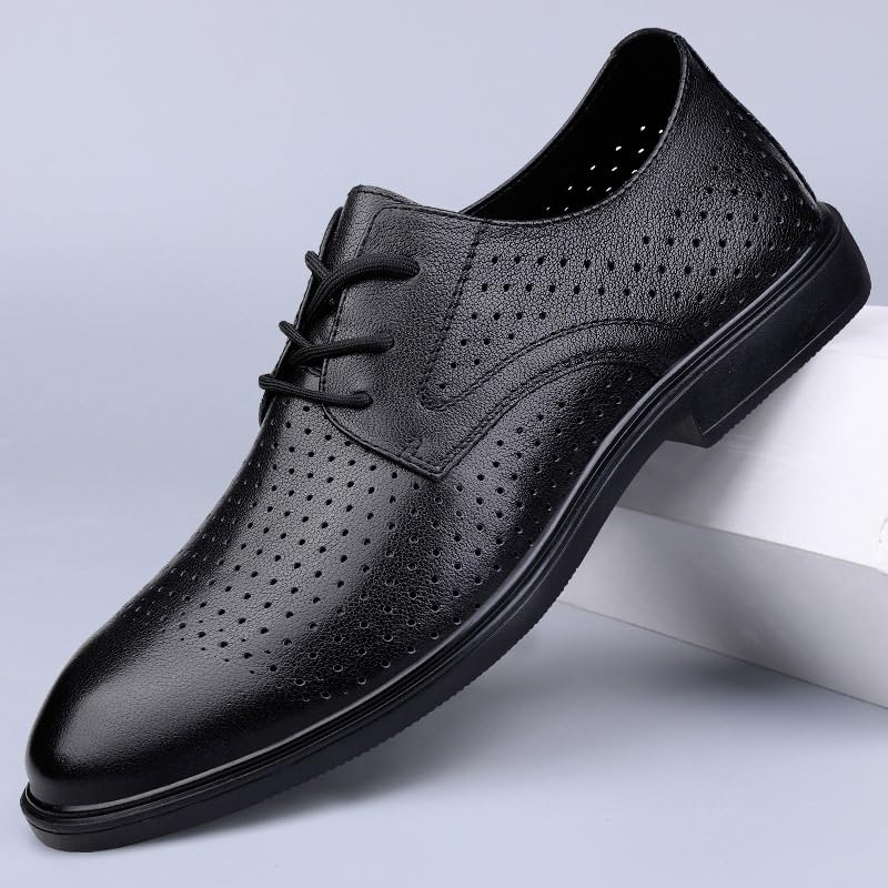 Men's Breathable Leather Oxfords Dress Shoes Fashion Classic Lace-Up Low Heel Comfortable Business Casual Shoes3