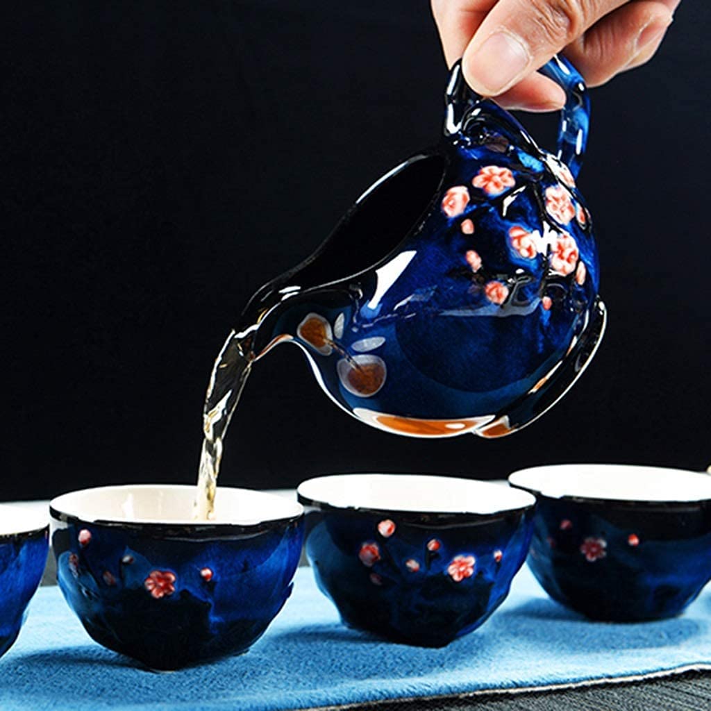 Set da tè Set da tè in Ceramica Kung Fu Teiera da Ufficio 6 Persone Set da Tazza da caffè Set Semplice per la casa Tazza da tè Servitori da caffè(