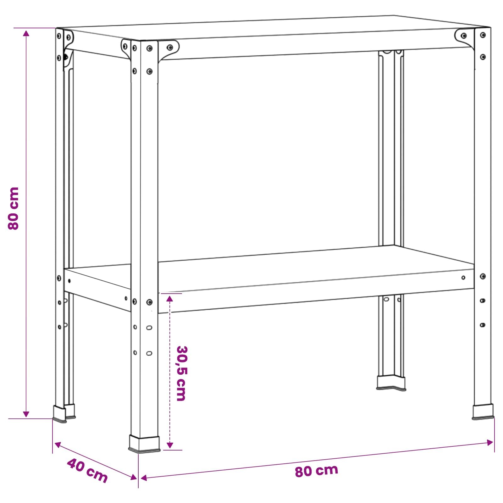 vidaXL Tavolo da rinvaso 80 x 40 x 80 cm Acciaio Inox Argento