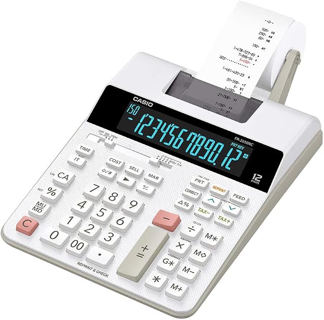 Calculadora com Impressora 12 Dígitos Bivolt,Casio, Branca