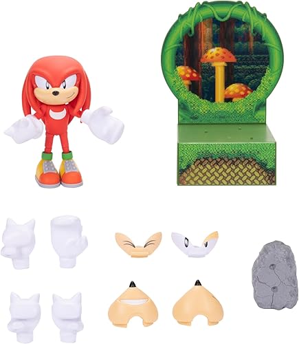 Miniatura 2 de Sonic the Hedgehog Figura de acción Knuckles de 6 pulgadas con expresiones faciales personalizables y base de visualización holográfica. A partir de