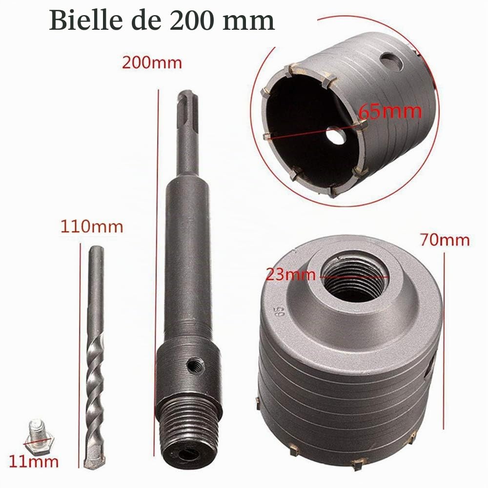 Scie cloche murale Ø 65 mm, fraise 350 mm SDS Plus Tige de béton, pierre de ciment