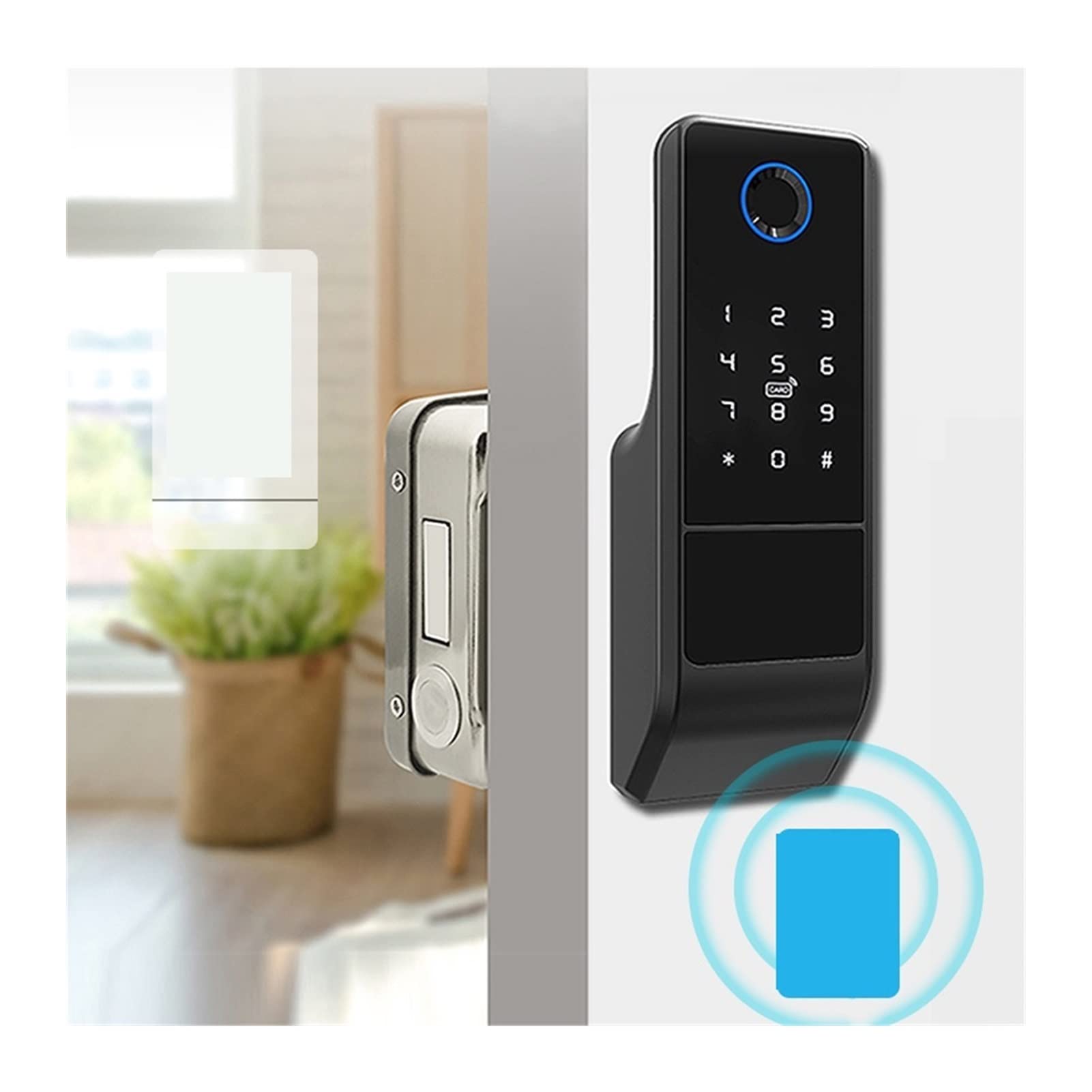 Inteligentny zamek do drzwi, Smart Electronic Fingerprint Motise Blokada IC. Aplikacja wsparcia kart do drewnianych drzwi żelaza(Basic (no APP))
