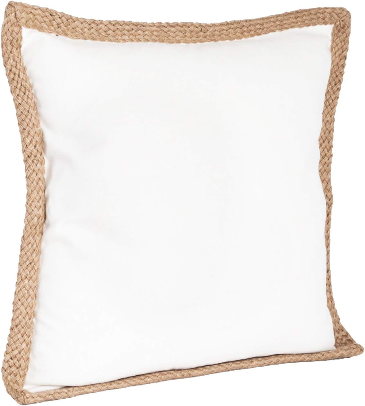 Fennco Styles 20" Jute Braided Cotton Throw Pillow, Down Filler Included - Slate Accent Pillow for Home, Couch, Living Room, Bedroom and Office Décor