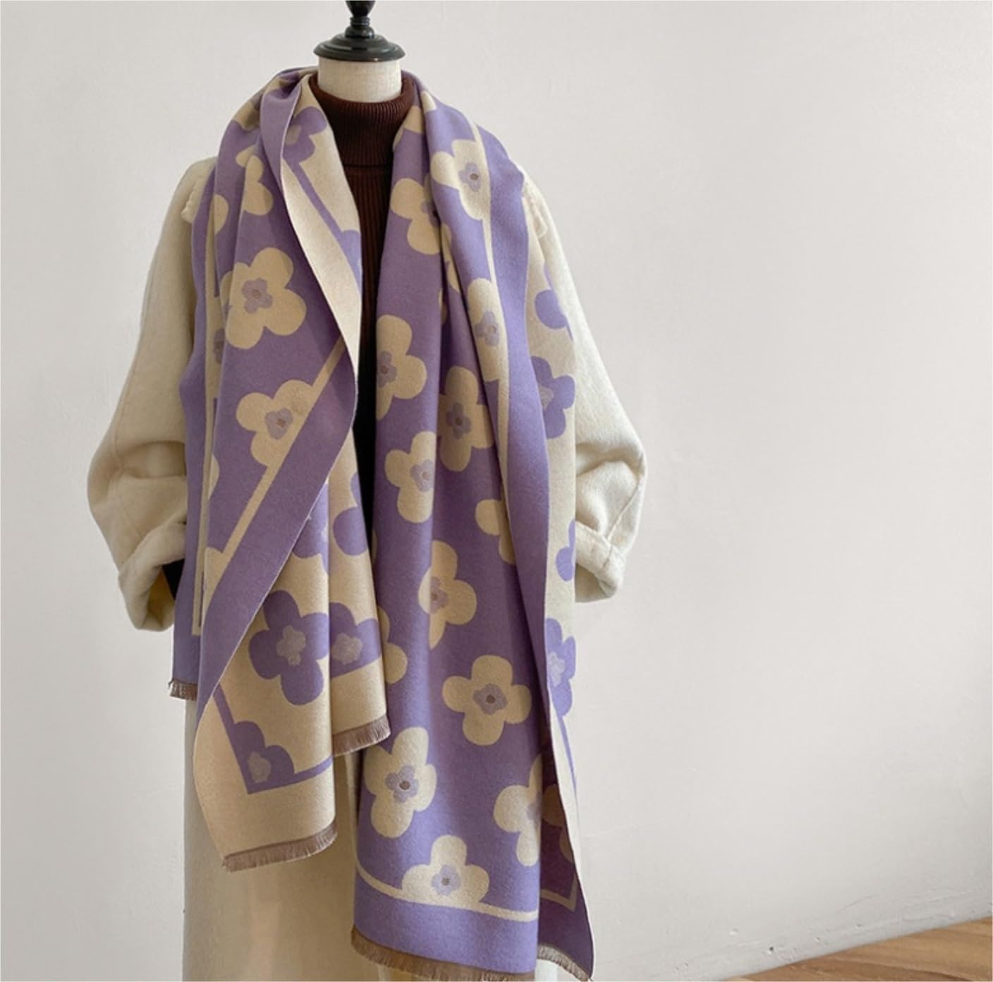 Bufanda Chal Fular Pañuelo Bufandas Bufanda Cálida De Doble Cara Con Estampado Floral, Chal Grueso Suave Para Mujeres De Otoño E Invierno Manta fulares estolas