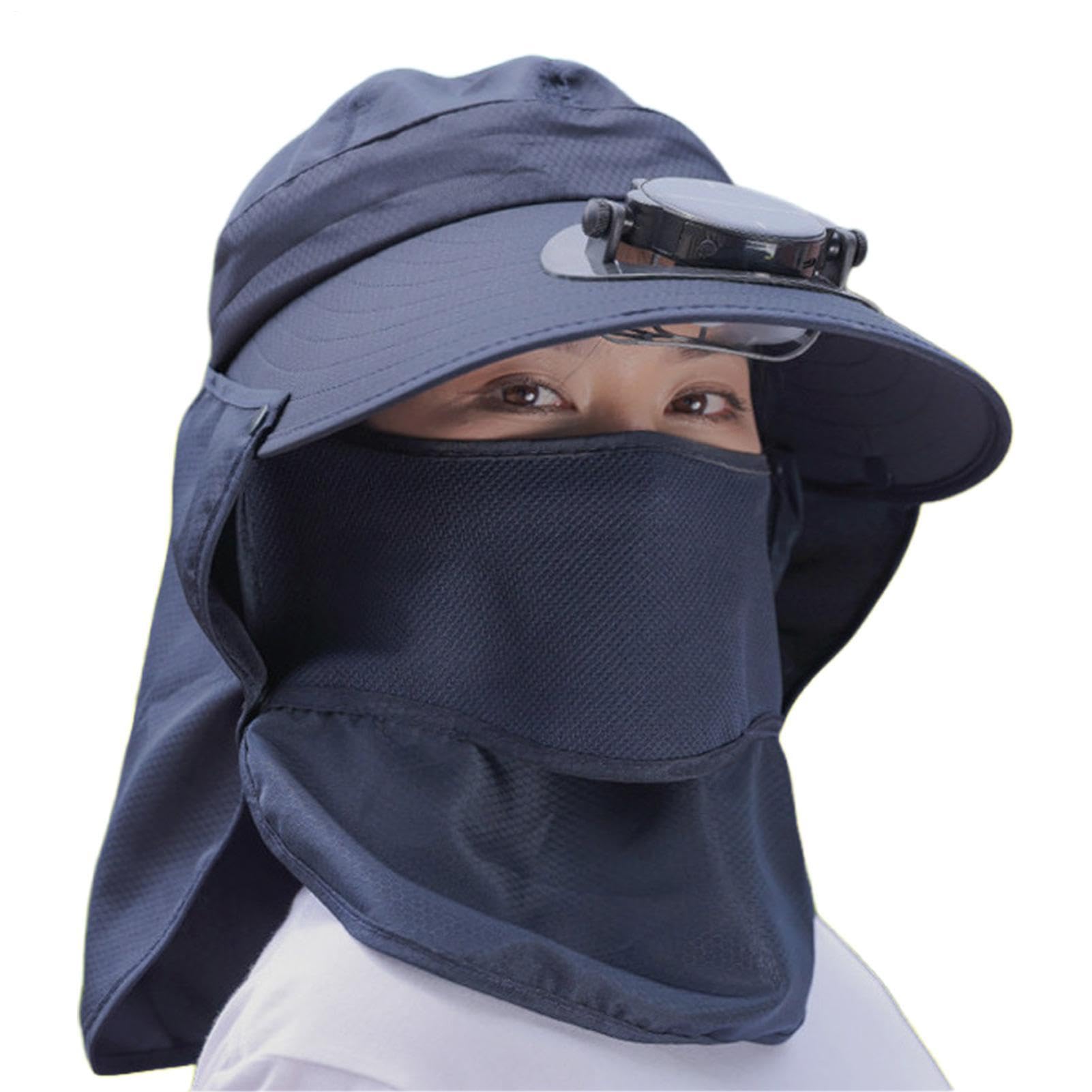 Cappello con ventilatore solare - rimovibile collo copricollo protezione UV ampio bordo traspirante, cappelli da sole per uomini,Per donne uomini giardinaggio escursionismo pesca all'aperto spiaggia