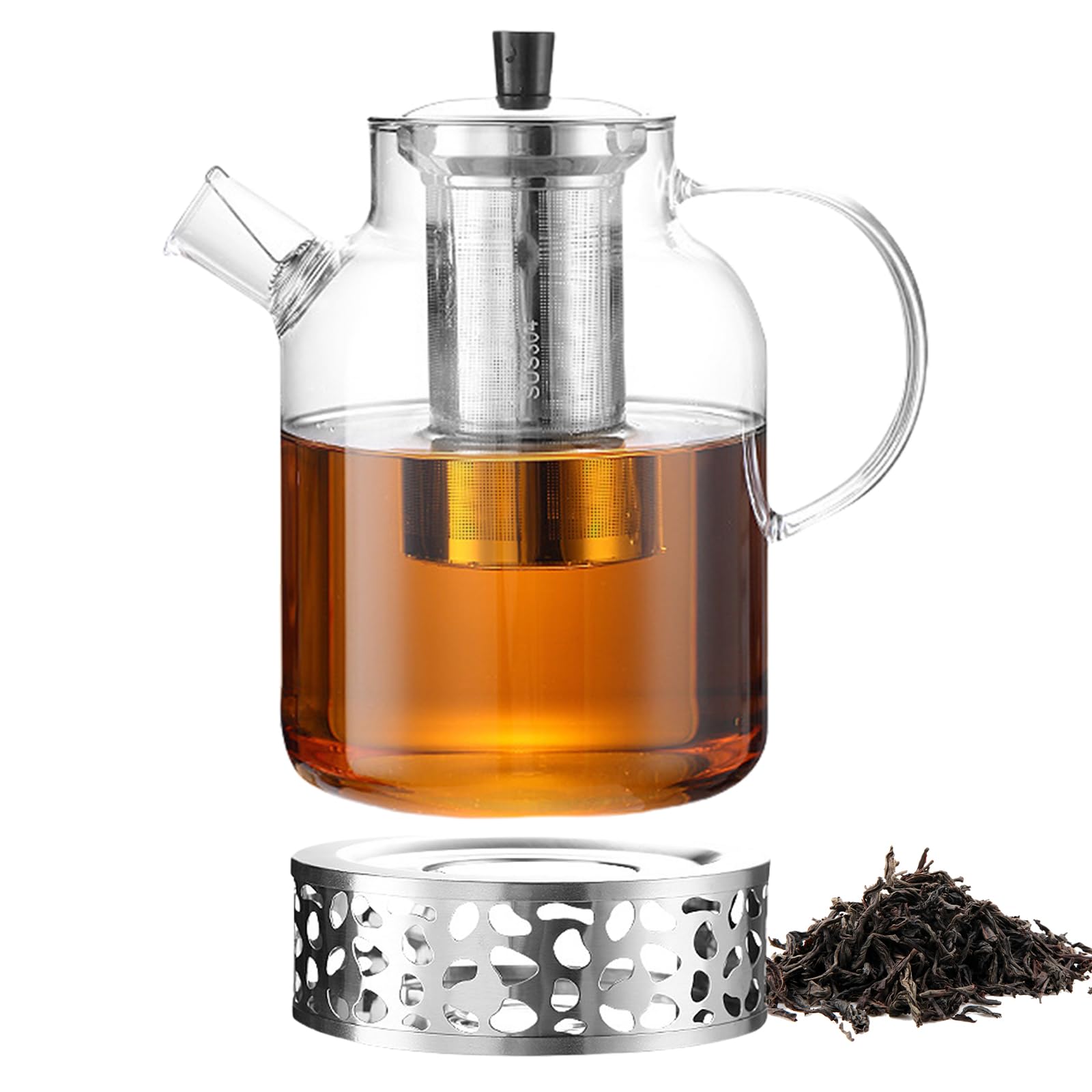 Théière en verre avec réchaud pour vos rituels de thé en vrac